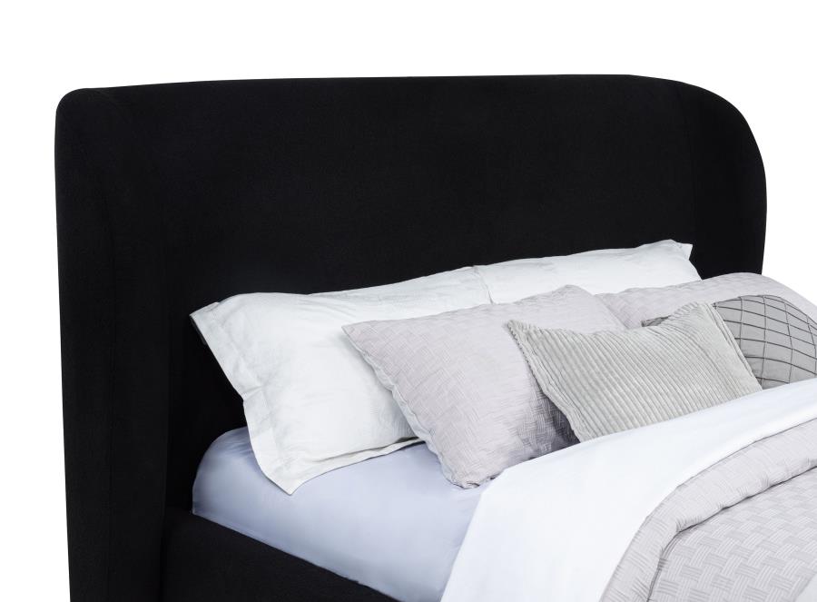 Home & Sleep Outlet - Blaire Upholstered California King Wingback Platform Bed Black
