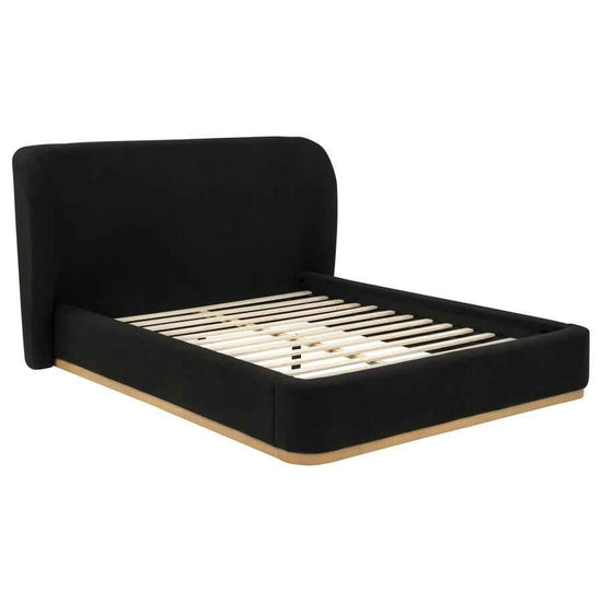 Blaire Upholstered Queen Wingback Platform Bed Black