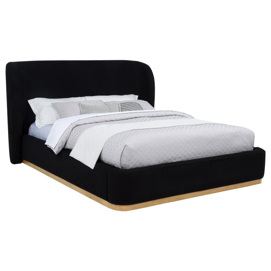 Home & Sleep Outlet - Blaire Upholstered Queen Wingback Platform Bed Black