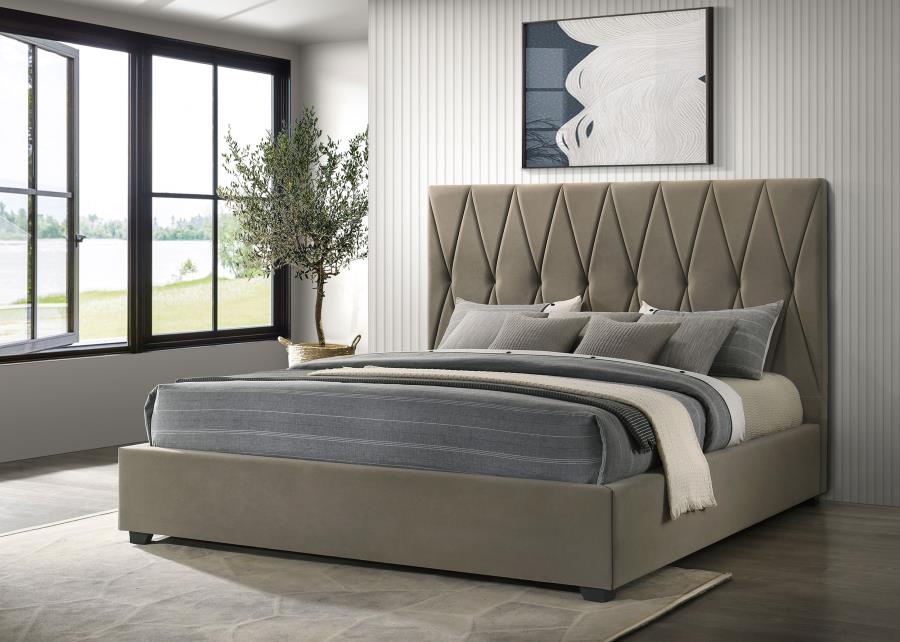 Home & Sleep Outlet - Delsea Upholstered Eastern King Platform Bed Light Brown