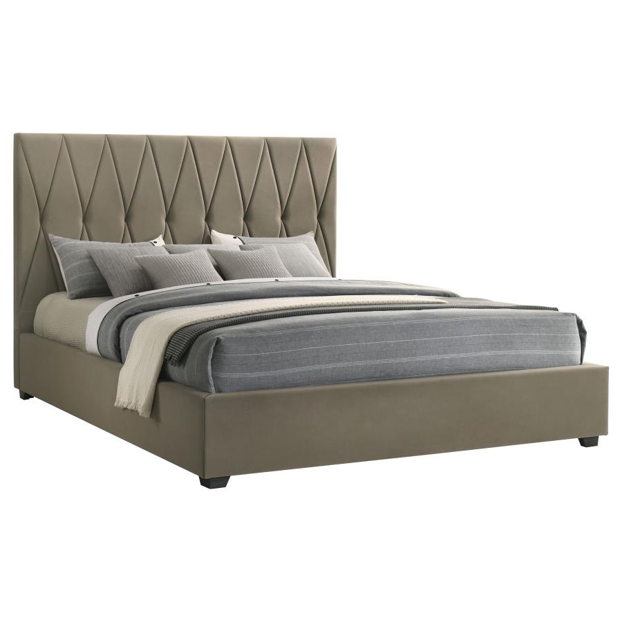 Home & Sleep Outlet - Delsea Upholstered Eastern King Platform Bed Light Brown