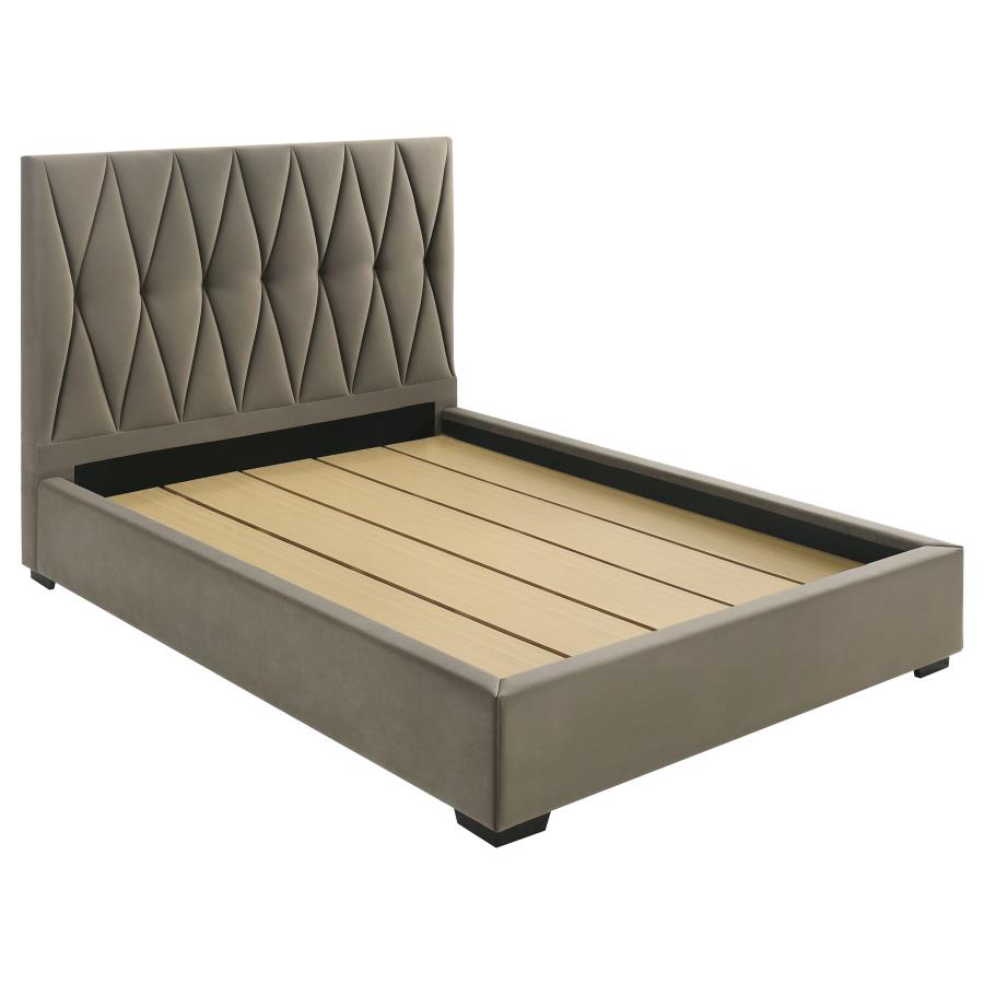 Home & Sleep Outlet - Delsea Upholstered Queen Panel Platform Bed Light Brown