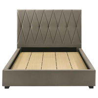 Delsea Upholstered Queen Panel Platform Bed Light Brown