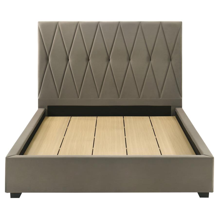 Home & Sleep Outlet - Delsea Upholstered Queen Panel Platform Bed Light Brown