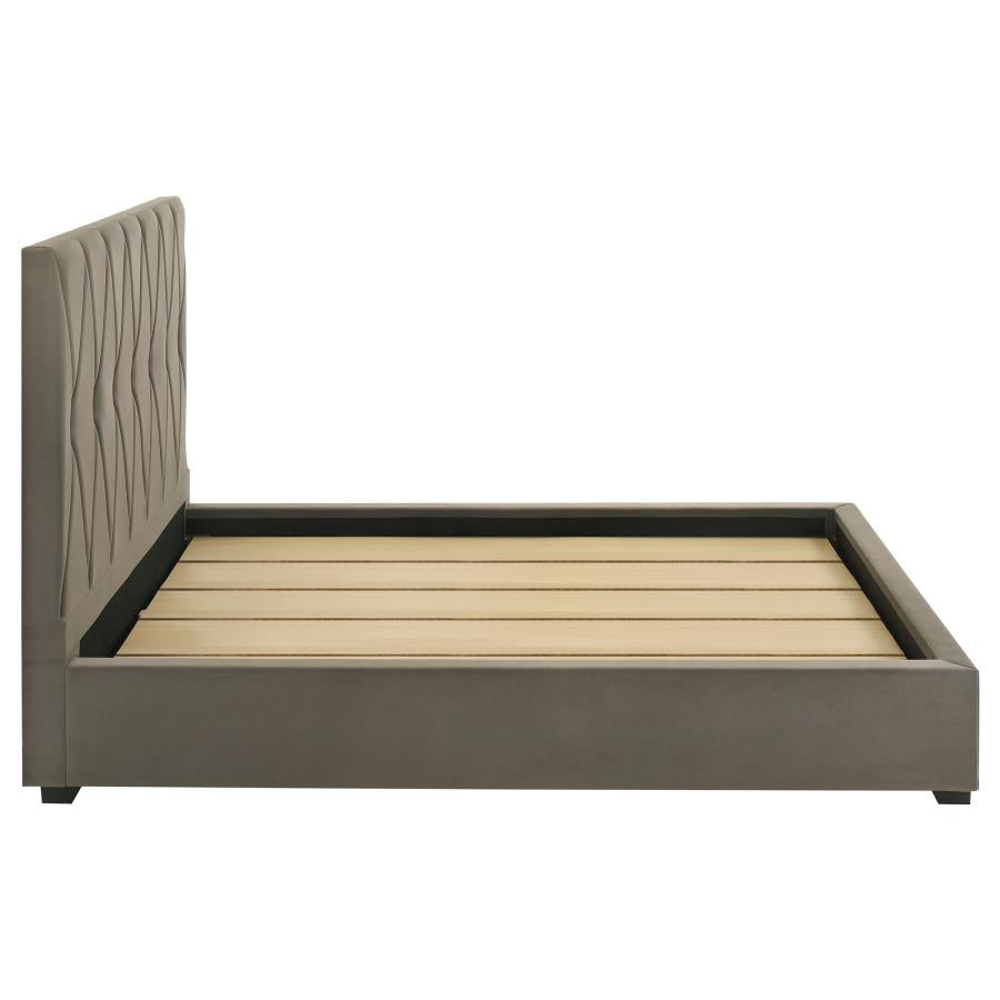 Home & Sleep Outlet - Delsea Upholstered Queen Panel Platform Bed Light Brown