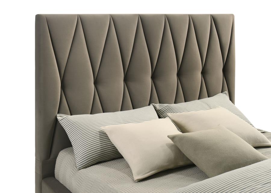 Home & Sleep Outlet - Delsea Upholstered Queen Panel Platform Bed Light Brown