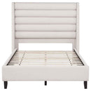 Leslie Upholstered Tufted Full Wingback Platform Bed Beige