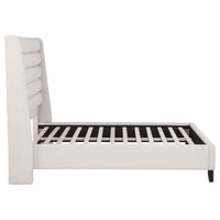 Leslie Upholstered Tufted Full Wingback Platform Bed Beige