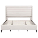Leslie Upholstered Tufted Eastern King Wingback Platform Bed Beige