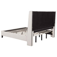 Leslie Upholstered Tufted Eastern King Wingback Platform Bed Beige