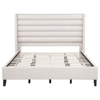 Leslie Upholstered Tufted California King Wingback Platform Bed Beige