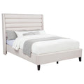 Home & Sleep Outlet - Leslie Upholstered Tufted Queen Wingback Platform Bed Beige