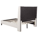 Leslie Upholstered Tufted Queen Wingback Platform Bed Beige