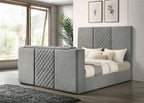 Tara 61-inch Upholstered Eastern King Panel TV Bed Grey