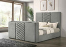 Tara 61-inch Upholstered Eastern King Panel TV Bed Grey
