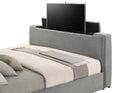 Tara 61-inch Upholstered Eastern King Panel TV Bed Grey
