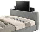 Tara 61-inch Upholstered Eastern King Panel TV Bed Grey