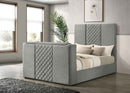 Tara 61-inch Upholstered Queen Panel TV Bed Grey