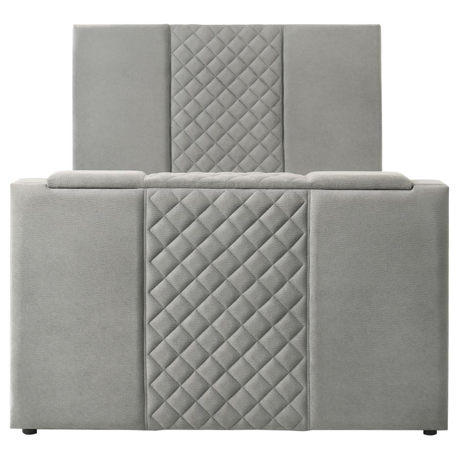 Home & Sleep Outlet - Tara 61-inch Upholstered Queen Panel TV Bed Grey