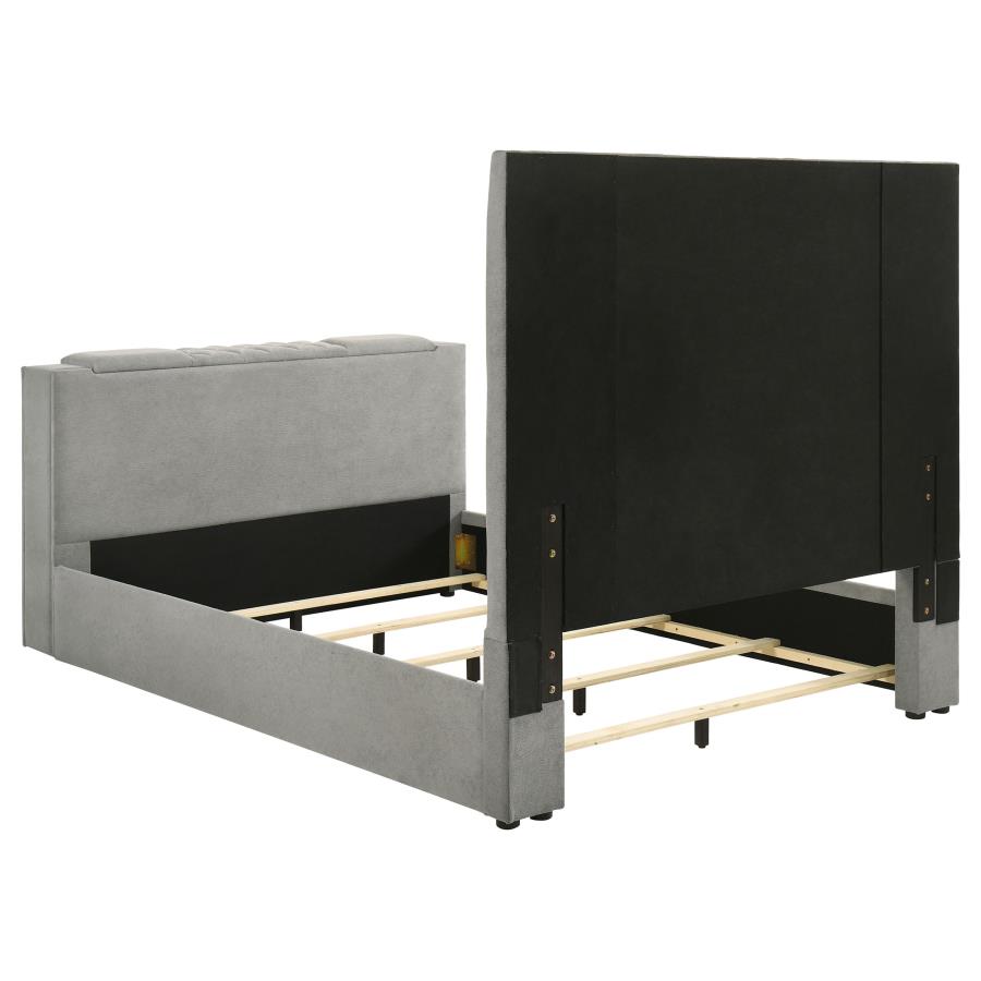Home & Sleep Outlet - Tara 61-inch Upholstered Queen Panel TV Bed Grey