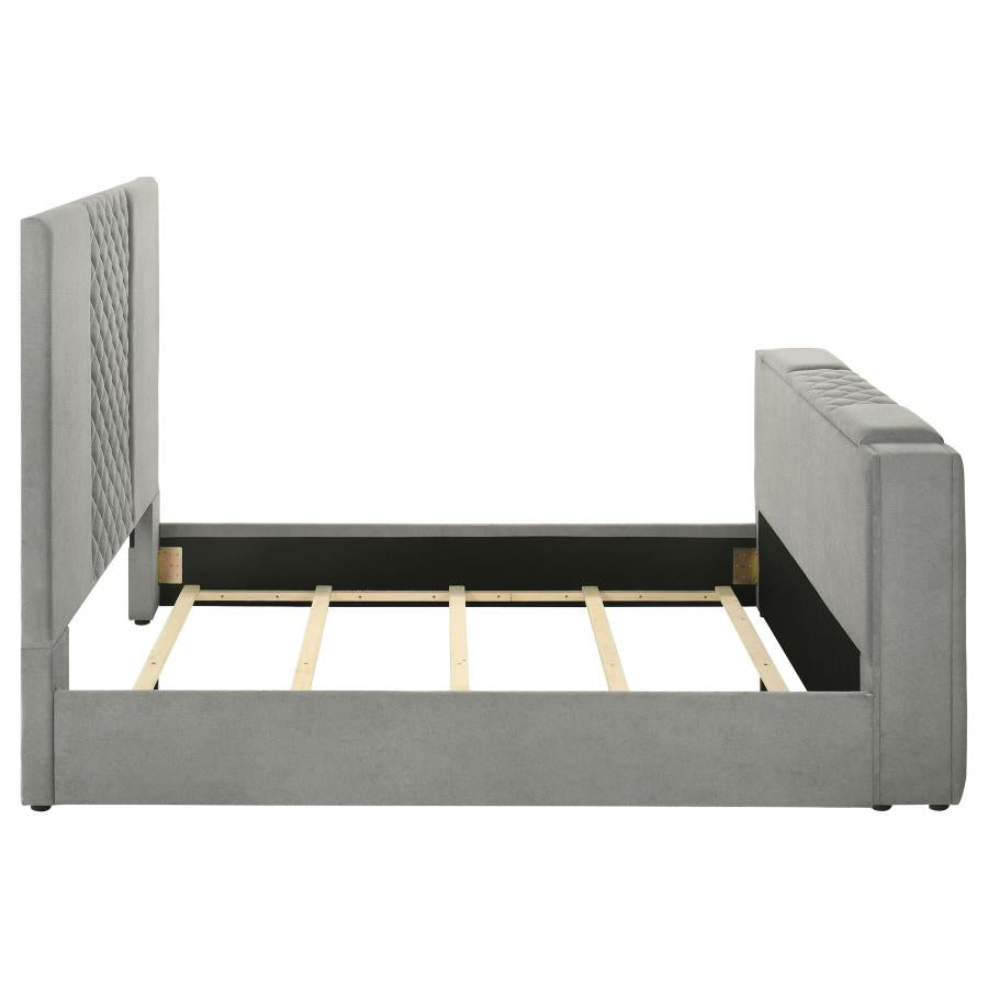 Home & Sleep Outlet - Tara 61-inch Upholstered Queen Panel TV Bed Grey