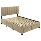 Home & Sleep Outlet - Wheatland 4-drawer Upholstered Full Storage Bed Light Brown