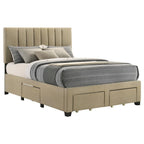 Home & Sleep Outlet - Wheatland 4-drawer Upholstered Full Storage Bed Light Brown