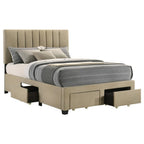 Home & Sleep Outlet - Wheatland 4-drawer Upholstered Full Storage Bed Light Brown