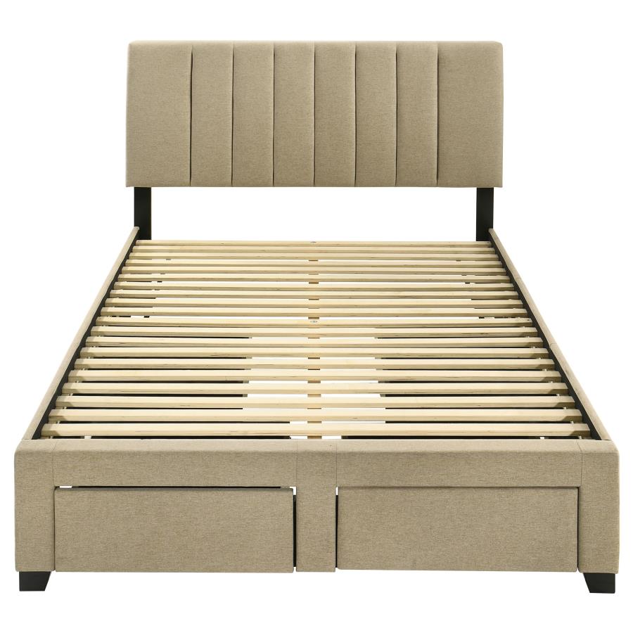 Home & Sleep Outlet - Wheatland 4-drawer Upholstered Full Storage Bed Light Brown