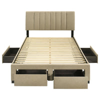 Wheatland 4-drawer Upholstered Full Storage Bed Light Brown