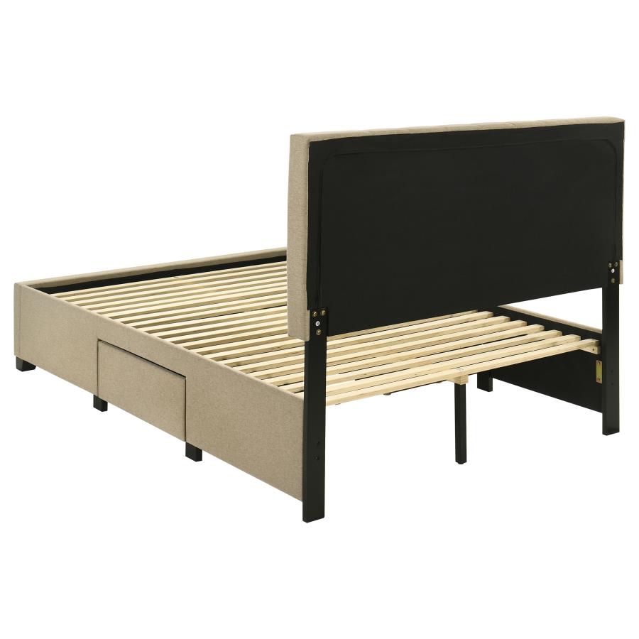 Home & Sleep Outlet - Wheatland 4-drawer Upholstered Full Storage Bed Light Brown