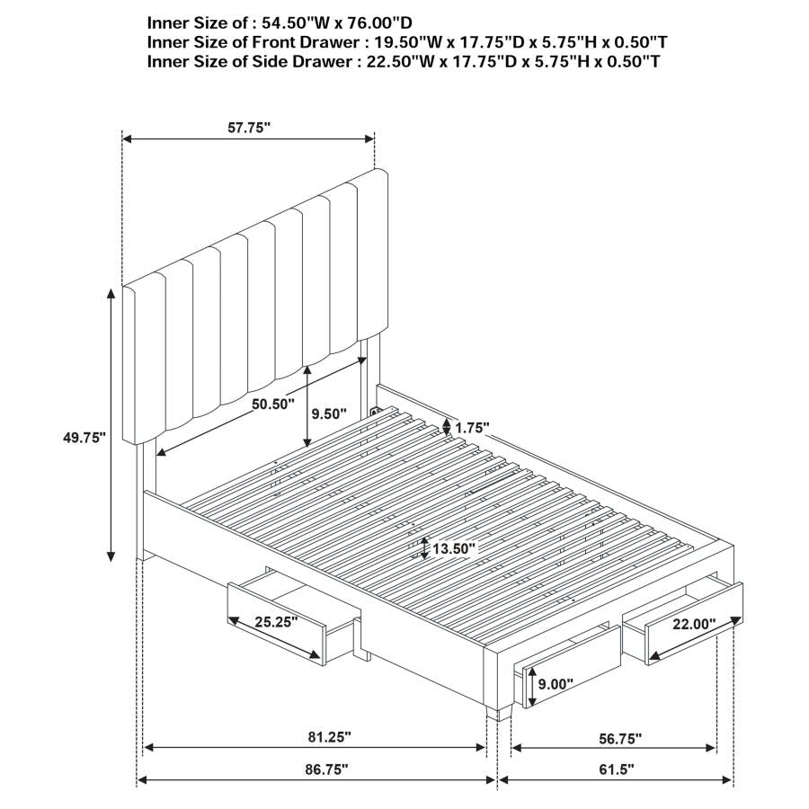 Home & Sleep Outlet - Wheatland 4-drawer Upholstered Full Storage Bed Light Brown