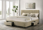 Home & Sleep Outlet - Wheatland 4-drawer Upholstered Eastern King Storage Bed Brown