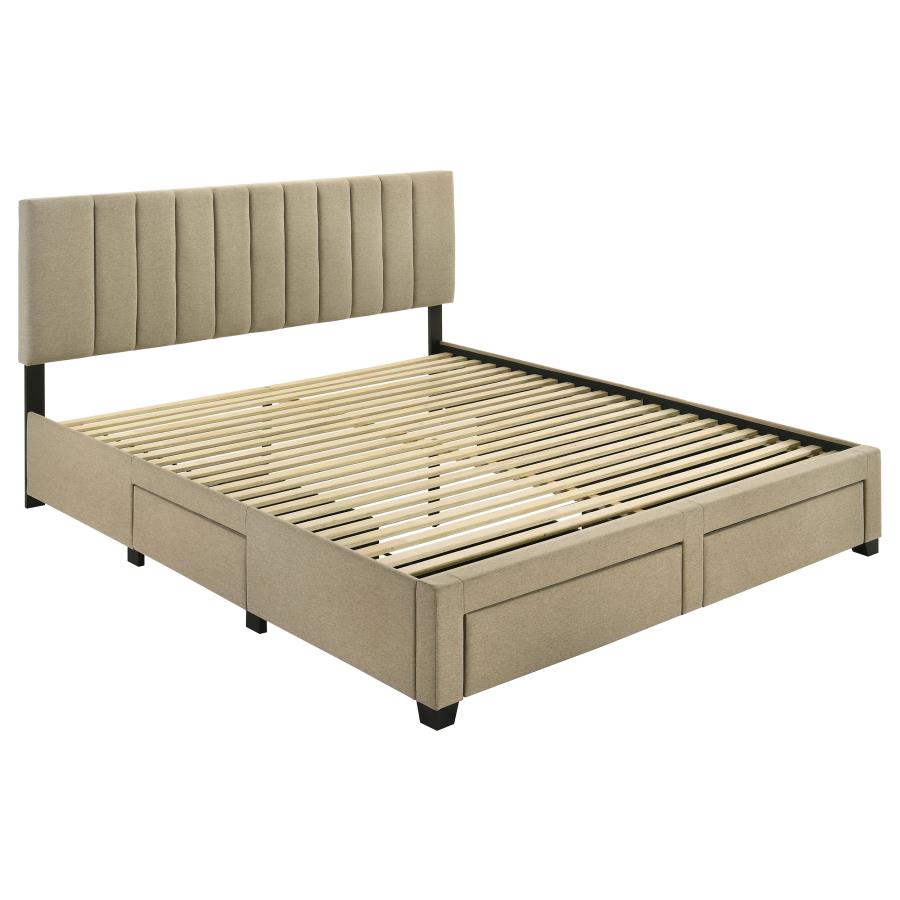 Home & Sleep Outlet - Wheatland 4-drawer Upholstered Eastern King Storage Bed Brown