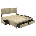 Home & Sleep Outlet - Wheatland 4-drawer Upholstered Eastern King Storage Bed Brown