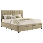 Home & Sleep Outlet - Wheatland 4-drawer Upholstered Eastern King Storage Bed Brown