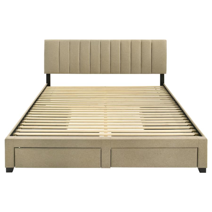 Home & Sleep Outlet - Wheatland 4-drawer Upholstered Eastern King Storage Bed Brown