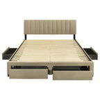 Home & Sleep Outlet - Wheatland 4-drawer Upholstered Eastern King Storage Bed Brown