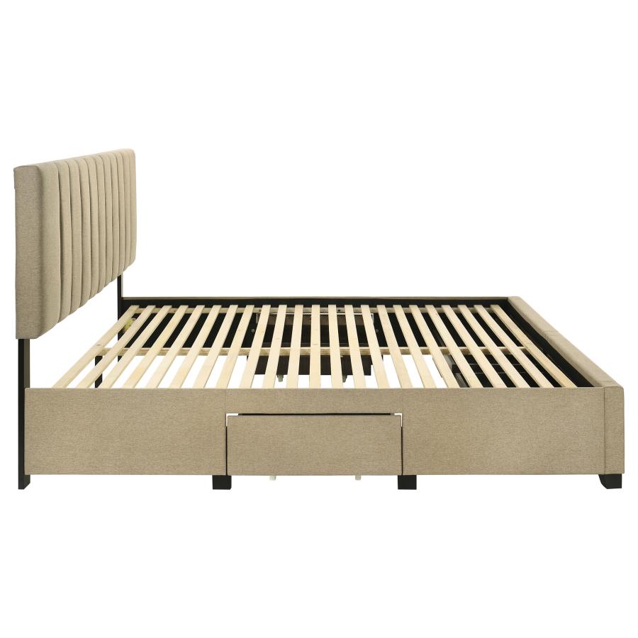 Home & Sleep Outlet - Wheatland 4-drawer Upholstered Eastern King Storage Bed Brown