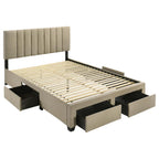 Home & Sleep Outlet - Wheatland 4-drawer Upholstered Queen Storage Bed Light Brown