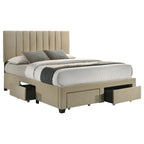 Home & Sleep Outlet - Wheatland 4-drawer Upholstered Queen Storage Bed Light Brown