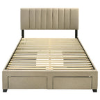 Home & Sleep Outlet - Wheatland 4-drawer Upholstered Queen Storage Bed Light Brown