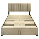 Wheatland 4-drawer Upholstered Queen Storage Bed Light Brown