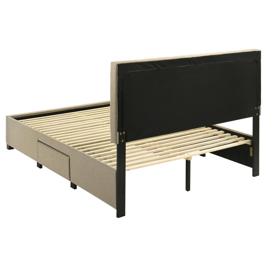 Home & Sleep Outlet - Wheatland 4-drawer Upholstered Queen Storage Bed Light Brown