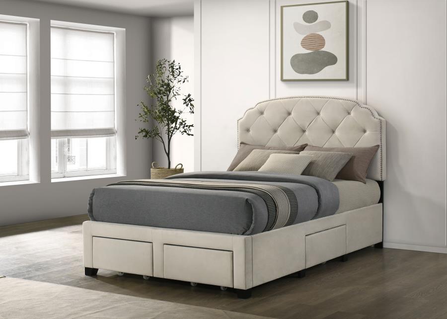 Home & Sleep Outlet - Marianna 4-drawer Upholstered Full Storage Bed Cream