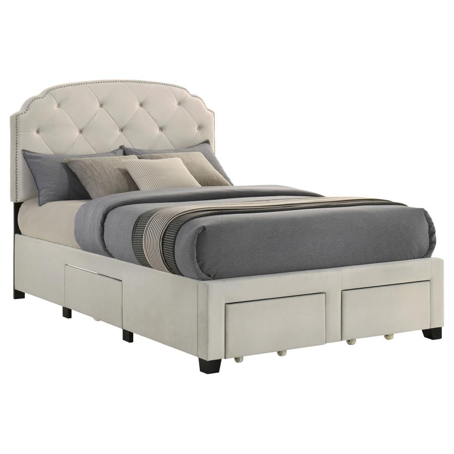 Home & Sleep Outlet - Marianna 4-drawer Upholstered Full Storage Bed Cream