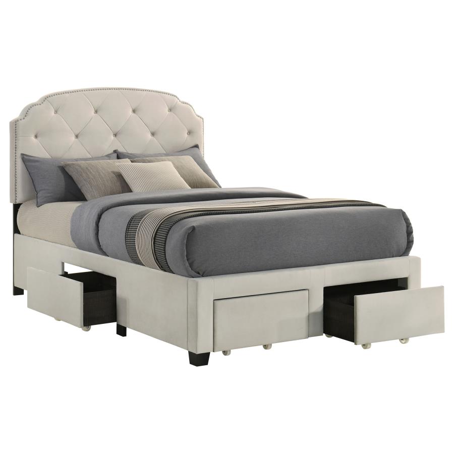 Home & Sleep Outlet - Marianna 4-drawer Upholstered Full Storage Bed Cream