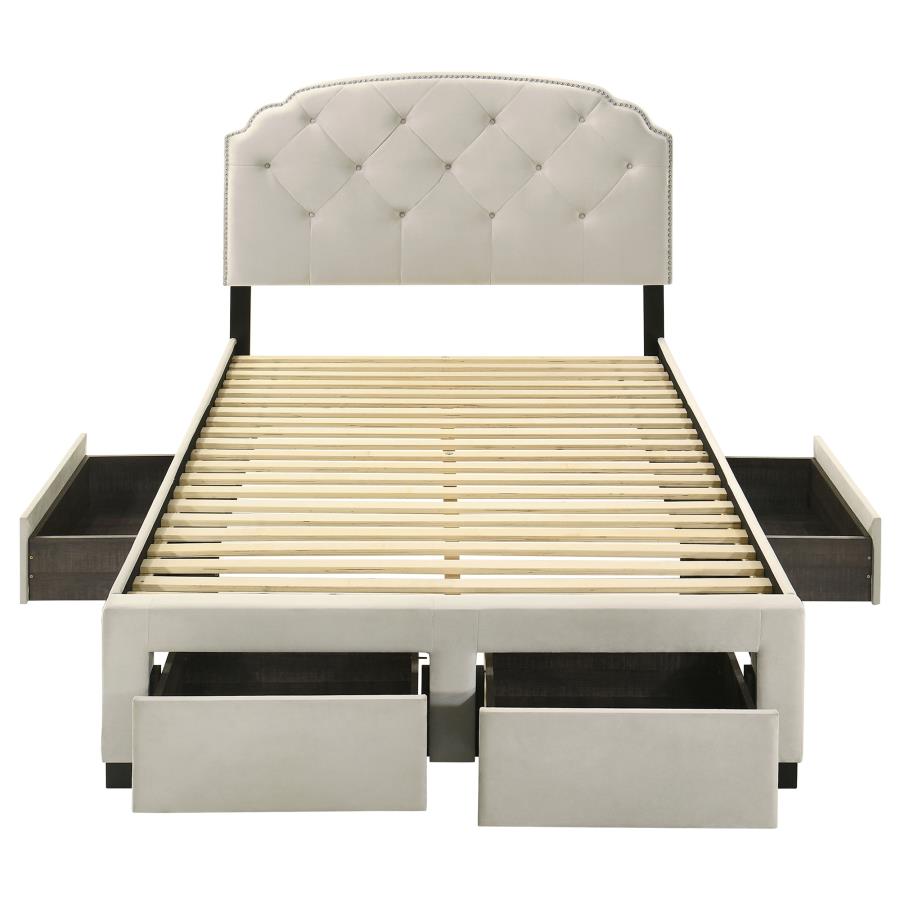 Home & Sleep Outlet - Marianna 4-drawer Upholstered Full Storage Bed Cream