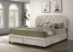 Home & Sleep Outlet - Marianna 4-drawer Upholstered Eastern King Storage Bed Cream