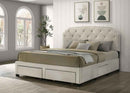 Marianna 4-drawer Upholstered Eastern King Storage Bed Cream